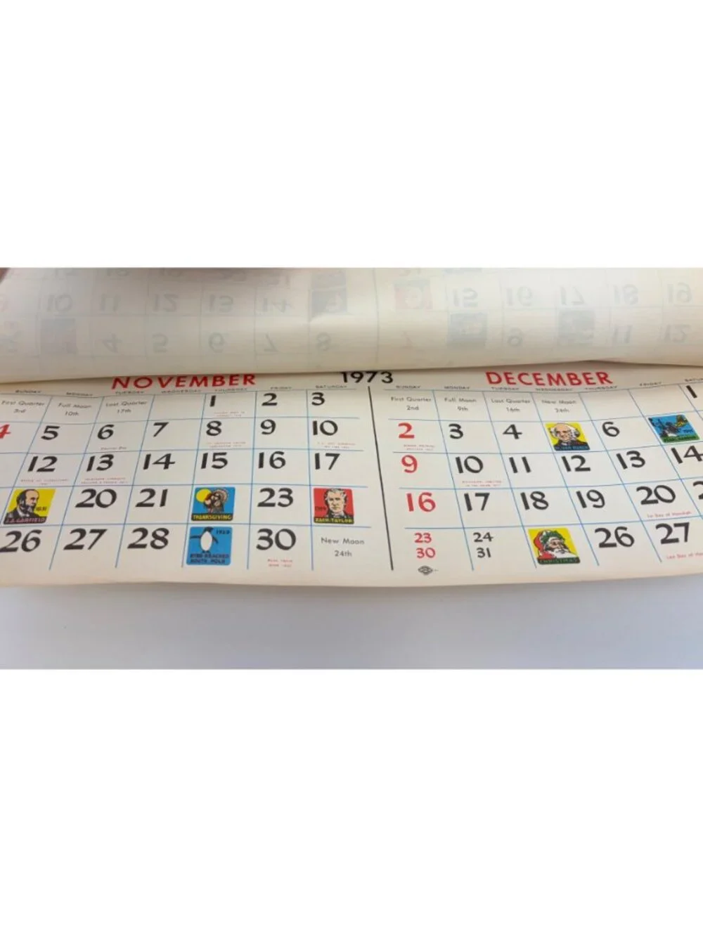 1973 Presidents United States Wall Calendar Nixon Columbus Baking Syracuse NY